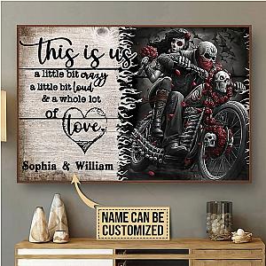 Skull Motobike Custom Name 3D All Over Printed Poster Horizontal