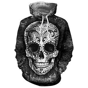 Skull Hoodie - Printed Skull Head Hooded Long Sleeve Hoodie HC0609