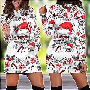 Skull Hoodie - Christmas Skull Hoodie And Hoodie Dress Pi12092001