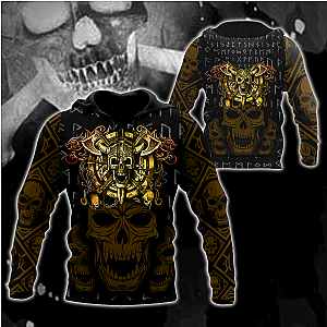 Skull Hoodie - Golden Viking Skull Hoodie MEI