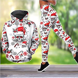 Skull Legging - Skull Hoodie - Christmas Skulls Combo Hoodie And Legging Outfit For Women Pi12092001