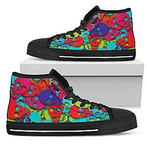 Skull Shoes - Colorful skull pattern high top shoes PL18032012