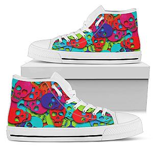 Skull Shoes - Colorful skull pattern high top shoes PL18032013