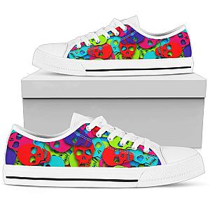 Skull Shoes - Colorful skull pattern low top shoes PL18032015