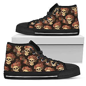 Skull Shoes - Gothic skull & roses shoes high top PL18032005