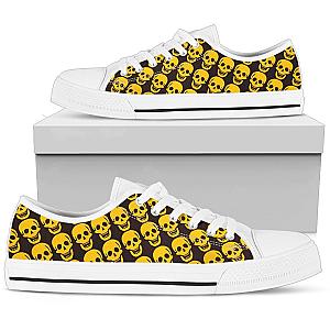 Skull Shoes - Yellow skull patern low top shoes PL18032023