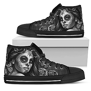 Skull Shoes - High tops calavera gray (black shoes) PL17032005