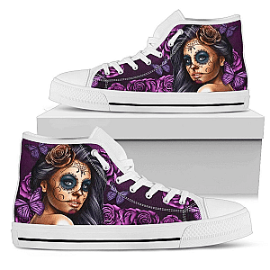 Skull Shoes - High tops calavera violet (white shoes) PL17032003