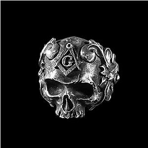 Retro Free-Mason Skull Ring Mens