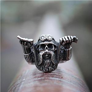 Mens Unique Punk Rock Wild Motor Motorcycle Skull Rings