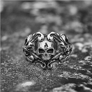 Gothic Silver Vine Pirate Skull Rings Rock Style