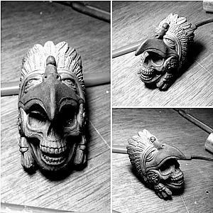 Ancient Indian Aztec Eagle Warrior Skull Ring