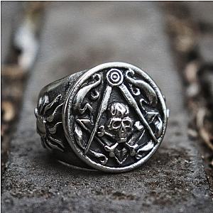 Freemason Crossbones Skull Signet Rings Men's