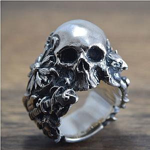 Flower Skull Ring Gargoyle Stainless