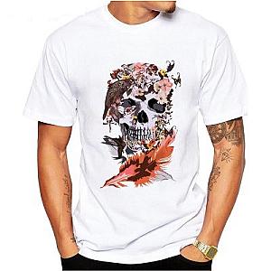 Skull Flower Crow  Honey Bird And Butterfly Design T-shirt