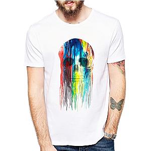 Dripping Skull Hip Hop Style Print T Shirt