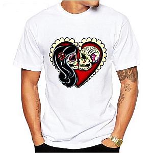 Sugar Skull Couple Lovers Printed T Shirts