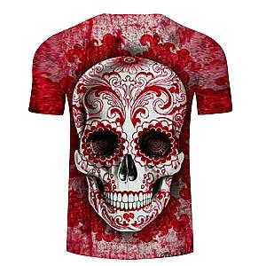 Christianity Skull 3D Print Red T-shirt