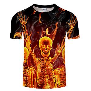 Fire And Skull Fashion T-shirt