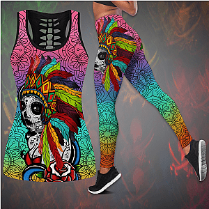 Skull Legging - Native American Sugar Skull legging + hollow tank combo outfit PL18082001