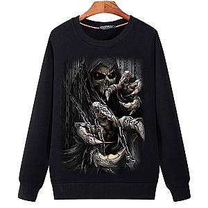 Fleece Black Pullover Punk Style  Sweatshirt