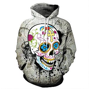 Skull Hoodie - Stretchy Punk Digital Print 3D Colorful Skull Hoodie