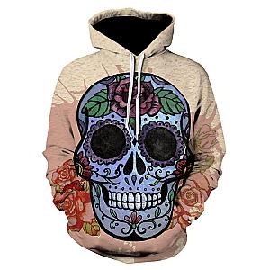 Skull Hoodie - Unique Skull With Rose Art Style Hoodie