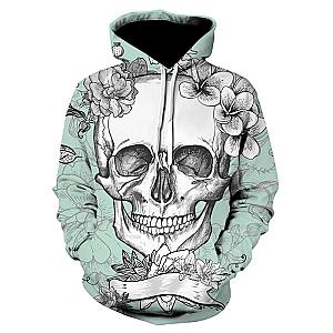 Skull Hoodie - Unique Skull With Flowers Art Style Hoodie