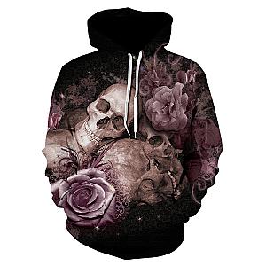 Skull Hoodie - Unique Skull With Rose 3D Print Amazing Theme Hoodie