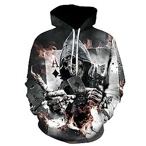 Skull Hoodie - Unique Skull With Cards Hoodie