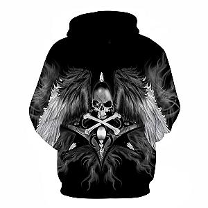 Skull Hoodie - New Style Skull With Wings Black Fashion Hoodie