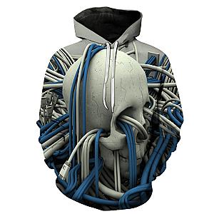 Skull Hoodie - Skull Technical Style Fashion Hoodie