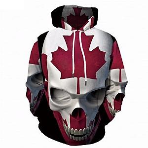 Skull Hoodie - Skull Maple Leaf Fashion Hoodie