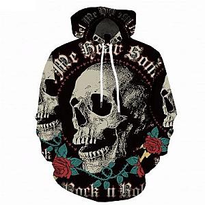 Skull Hoodie - Skull With Rose Black Theme Hoodie