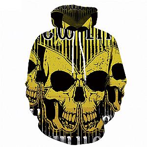 Skull Hoodie - Yellow Skull Black Theme Hoodie