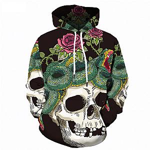 Skull Hoodie - Skull With Flowers Black Theme Hoodie