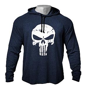 Skull Hoodie - White Skull Navy Theme Fashion Hoodie