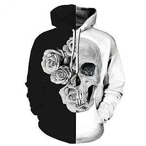 Skull Hoodie - Skull And Rose Fashion Hoodie