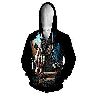 Skull Hoodie - Game Over Scary Skull Hoodie Blue Theme