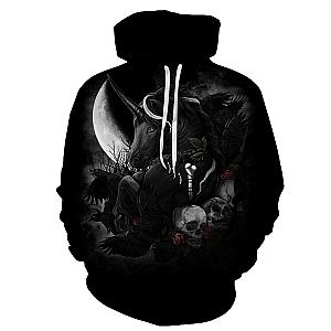 Skull Hoodie - Scary Skull And Unicorn Fashion Hoodie