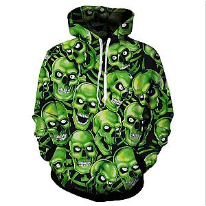 Skull Hoodie - Anime Halloween Green Skull Hoodie