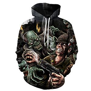 Skull Hoodie - Scary Skull And Soldier Fashion Hoodie