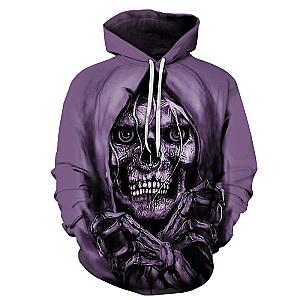 Skull Hoodie - Scary Skull Purple Hoodie