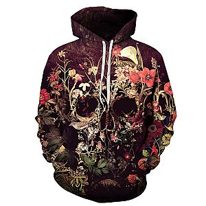 Skull Hoodie - Flowers Theme Skull Hoodie