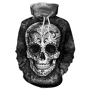 Skull Hoodie - Sugar Skull Hoodies Black Theme