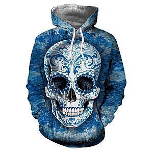 Skull Hoodie - Sugar Skull Hoodies Blue Theme