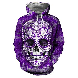 Skull Hoodie - Sugar Skull Hoodies Purple Theme