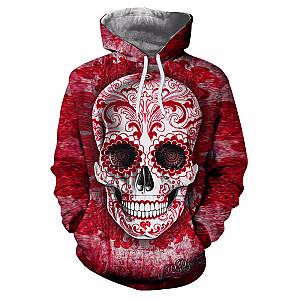 Skull Hoodie - Sugar Skull Hoodies Red Theme