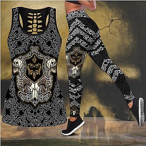 Skull Legging - Gothic sign with skull and skeleton legging + hollow tank combo outfit HHT14082004