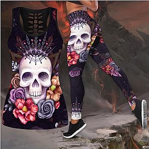 Skull Legging - Flower love sugar skull tanktop & legging camo hunting outfit for women QB06172004